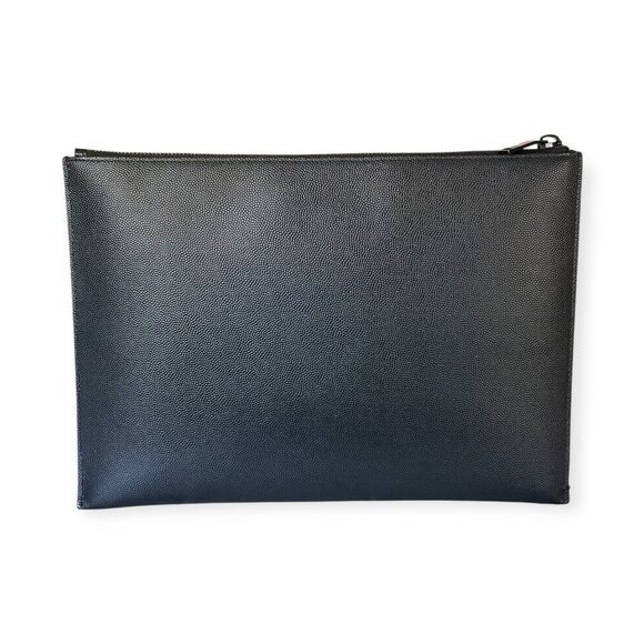 Saint Laurent YSL Monochrome Grain de Poudre Leather Zip Pouch | Black - Picture 4 of 8